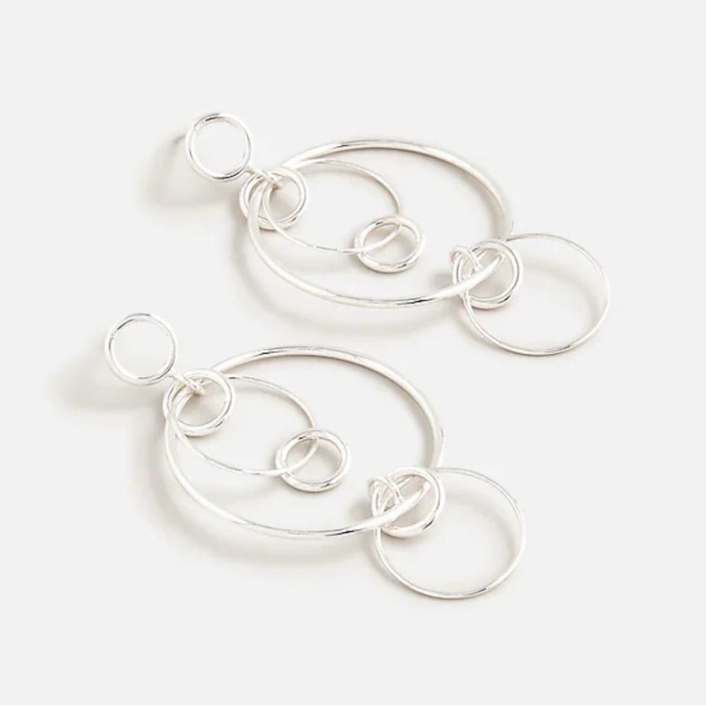 J. Crew Dainty silver-plated multi drop hoop earrings